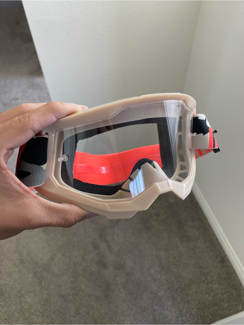 Fox Beige Goggles with Bright Orange Strap